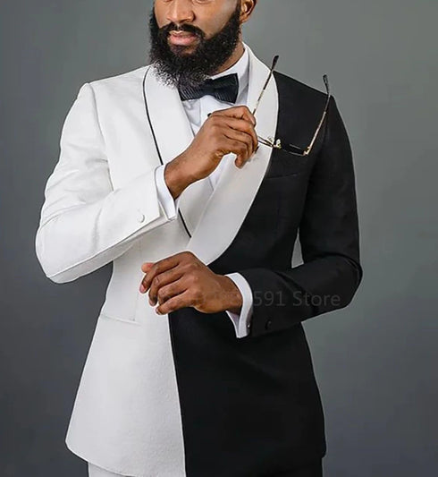 Elegant Splicing Colors 2-Piece Men's Suit Set for Weddings and Prom - Custom Made Tuxedo Blazer and Pants Combo